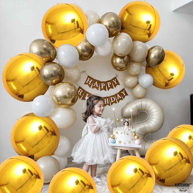 KatchOn, Large Gold Balloons - 22 Inch, Pack of 12 | Gold Foil Balloons for Golden Birthday Party Decorations, Engagement Party Decorations | Mylar Balloons for Anniversary Decor, Wedding