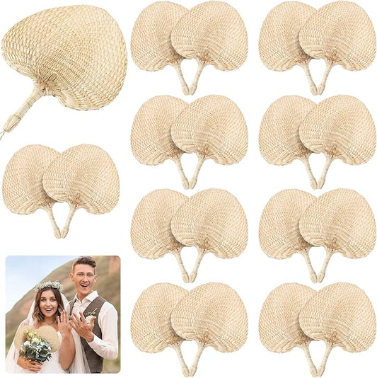 Marsui 50 Pieces Wedding Raffia Fans Bamboo Natural Handmade Palm Leaf Hand Weaving Boho Fans for Guest Couple Summer Cooling Supplies Farmhouse Wall Decor Wedding Favors