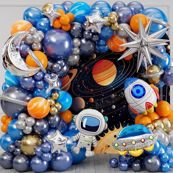 ALL-IN-1 Space Balloon Arch Kit with BONUS Specialty Foil Balloons for Outer Space Party Decorations - Galaxy Balloons for Galaxy Party Decorations, Astrobot, Astronaut Birthday Decorations