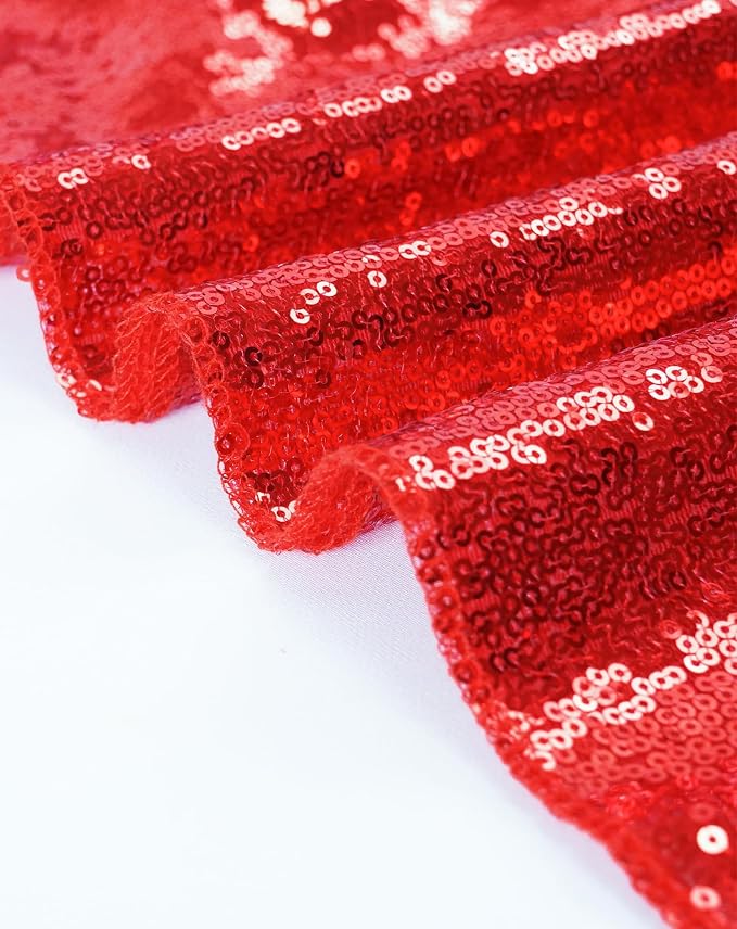 Eternal Beauty Red Tablecloth, 60x120 Inch Sequin Christmas Rectangle Table Cover for Mother's Day Cake Dessert Exhibition Party Birthday Events