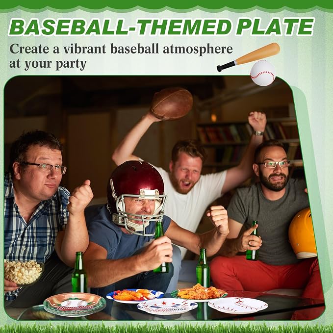 Funnymoom 60 Pcs Baseball Paper Plates Party Supplies 9 Inch Baseball Themed Birthday Party Decorations Disposable Plates for Adults Game Day Birthday Favors