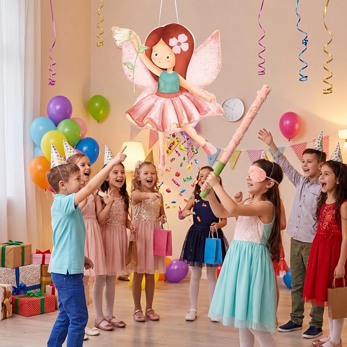 Blosssound Piñata Party Decorations Supplies Piñata Set with Stick Blindfold for Theme Birthday Baby Shower Celebration Decorations(Fairy)