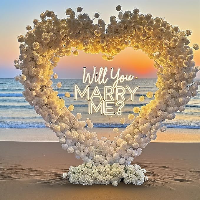 6.2FT Heart Arch Stand for Proposal Wedding Backdrop Stand Wedding Balloon Arch Stand Metal Heart Shaped Arch for Ceremony Valentine's Day Birthday Party Baby Shower Decorations (Golden)