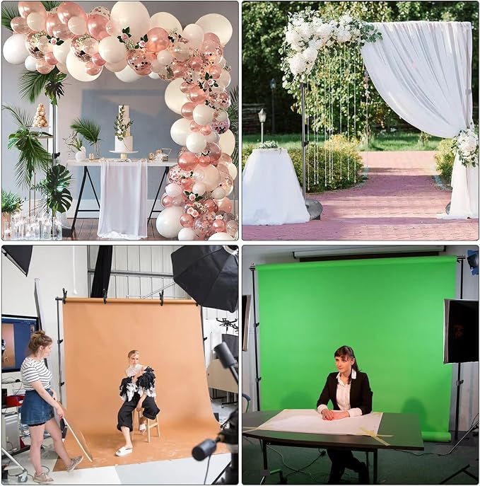 HYJ-INC Pipe and Drape Photography Backdrop Stand Kit Adjustable Photo Background Stand 10ft x 6.5ft with Metal Base for Parties Weddings Birthday Party Events Photo Booth