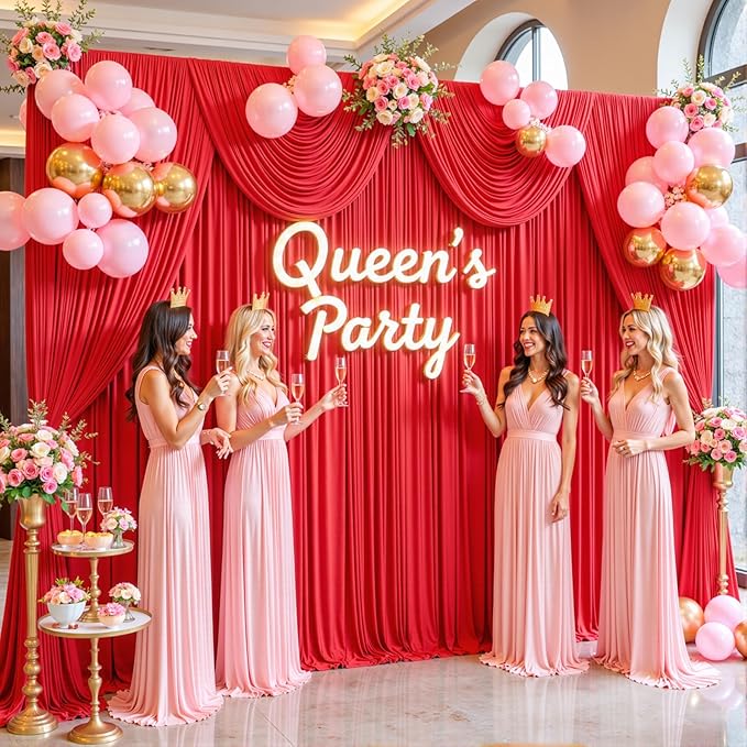 20ft x 10ft Red Backdrop Curtain for Parties Red Wrinkle Free Backdrop Drapes Panels for Wedding Baby Shower Birthday Photo Photography Christmas Polyester Fabric Background Decoration