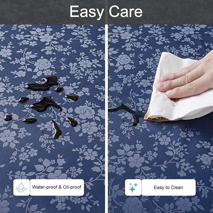Smiry Square Table Cloth, Waterproof Heavy Duty Vinyl Tablecloths, Wipeable Washable Table Cover for Kitchen and Dining Room (Navy Blue, 60" X 60")