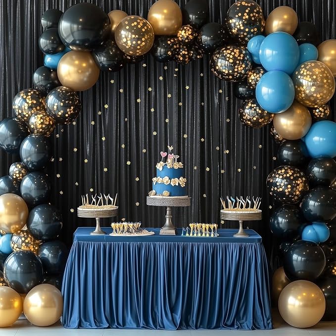 30ftx10ft Black Sequin Backdrop Curtain for Parties, Wrinkle Free Glitter Photo Backdrop Drapes 6 Panels 5x10FT Back Drop Cloth Shimmer Fabric for Wedding Birthday Photography Background