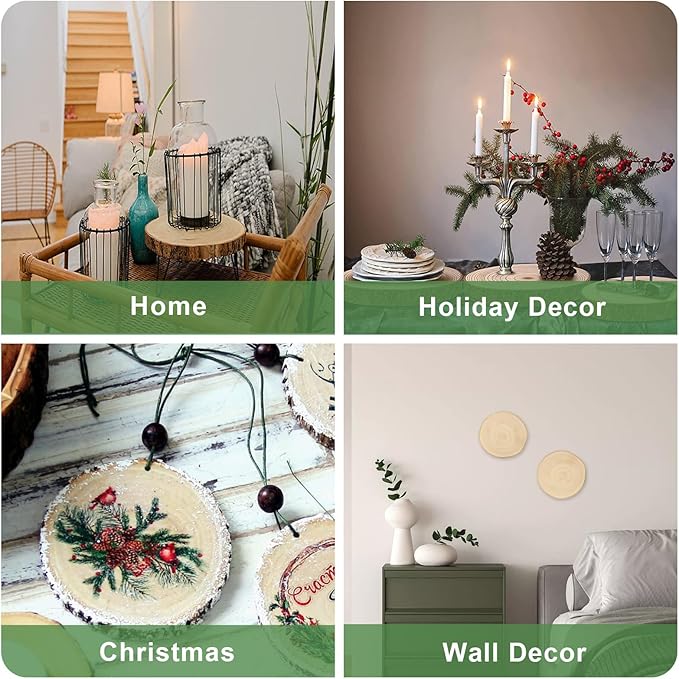 WOPPLXY 10 Pcs Large Unfinished Wood Slices for Centerpieces, 8-9 Inches Wood Rounds for Tables Decor Round Wooden Discs, Wooden Slices Rustic Wood Slabs for DIY Crafts, Wedding,Christmas,Table Decor