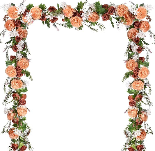 DearHouse 2Pcs Artificial Peony Flower Garland - 6ft/Strand Silk Peony Flower Greenery for Wedding Ceremony Backdrop Party Table Centerpieces Decor