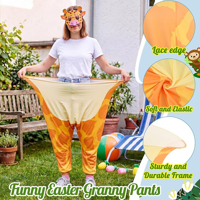21 Pcs Safari Jungle Party Games, Giant Animal Granny Pants Outdoor Game with Pump, Bouncy Balls & Animal Masks, Jungle Zoo Party Tossing Game for Family Team Activity Picnic Backyard