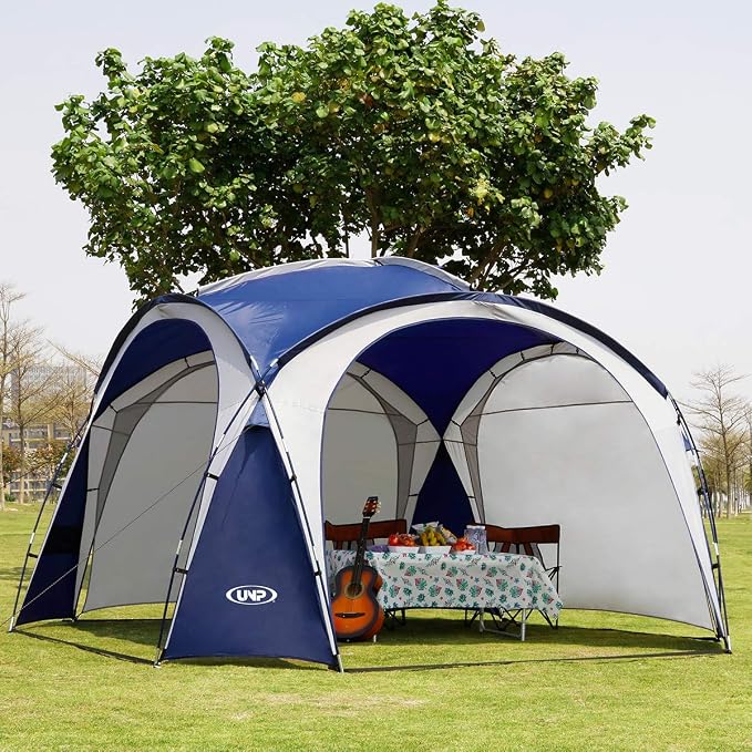 UNP Easy Beach Tent Pop Up Canopy UPF50+ Tent with Side Wall, Ground Pegs, and Stability Poles, Sun Shelter Rainproof, Waterproof for Camping Trips, Backyard Fun, Party Or Picnics