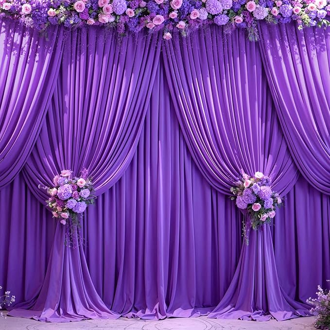 8 Panels Purple Backdrop Curtains for Wedding Party Wrinkle Free Backdrops Curtain Drapes Fabric Decorations Photo Back Drop Cloth for Baby Shower Photography Stage Reception 40ft(W) x 12ft(H)