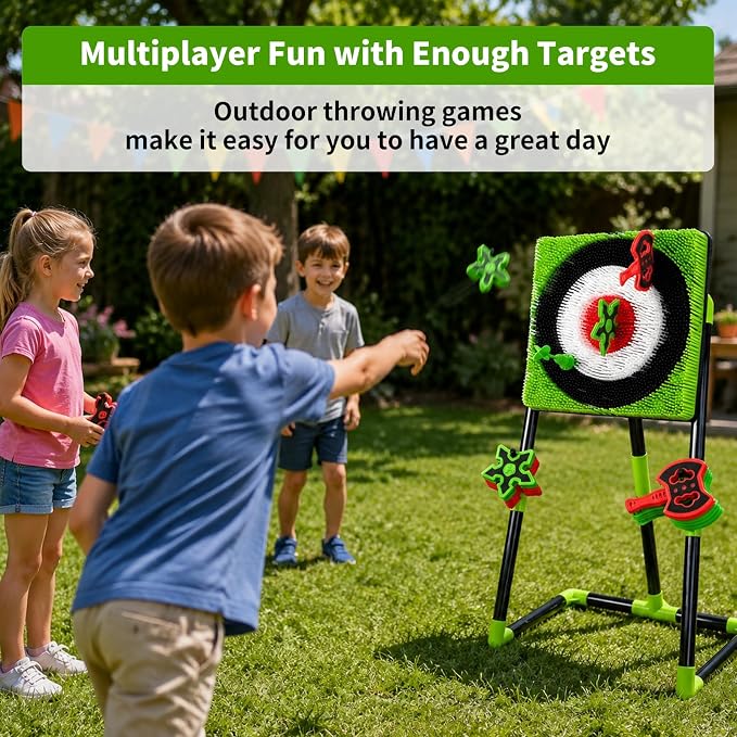 Axe Throwing Game for Backyard, 2-in-1 Axe & Dart Target Game Set with 4 Safe Throwing Axes & 6 Darts, Portable Outdoor Indoor Family Party Yard Game for Adults & Kids