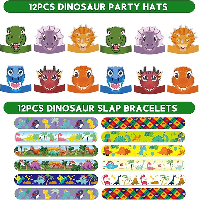 PLOUGVI 320PCS Dinosaur Birthday Party Decorations Favors Supplies, Dino Goodie Bags Fillers Stuffers for Kids Birthday Gifts