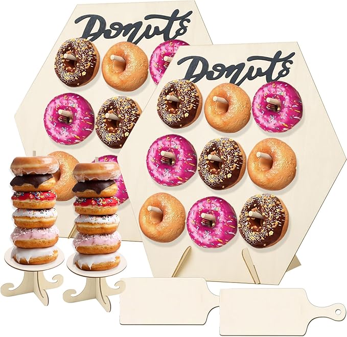 6 Pack Donut Stand Set Donut Wall Display Stand for Party Wooden Doughnut Board Holder for Dessert Table Baby Shower Wedding Birthday