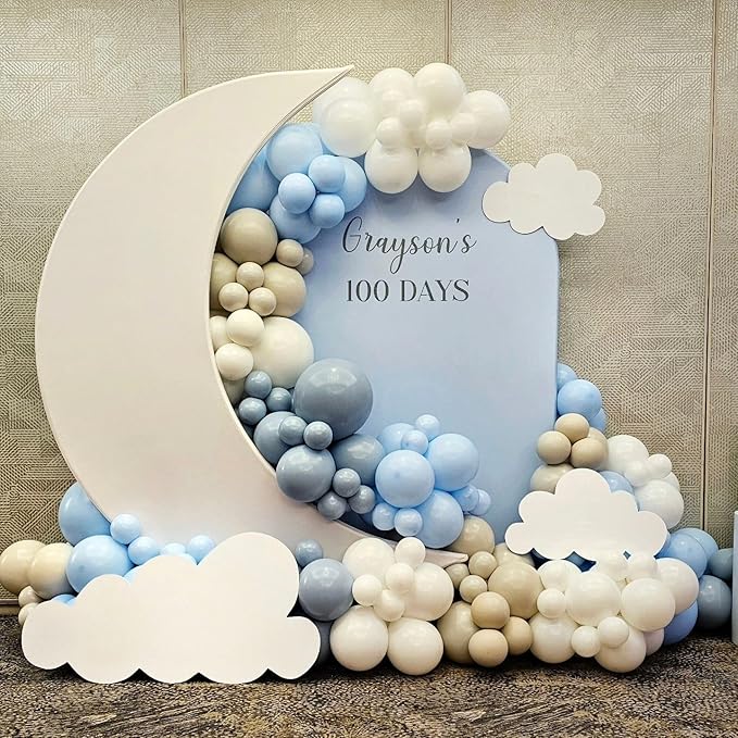 Double Stuffed Pastel Blue Balloons Different Size 115Pcs 5/10/12/18 Inch Macaron Light Blue Balloon Garland Arch kit for Birthday Gender Reveal Baby Shower Party