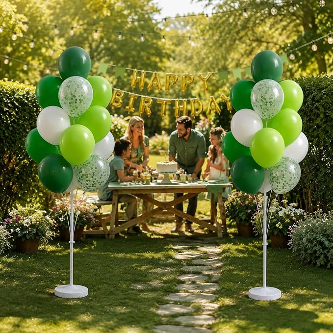 Balloon Column Stand Kit with Balloons, Base and Pole, Balloon Column Kit for Floor or Table Backdrop Decoration for Party Wedding Baby Shower Birthday Graduation (Forest Green)