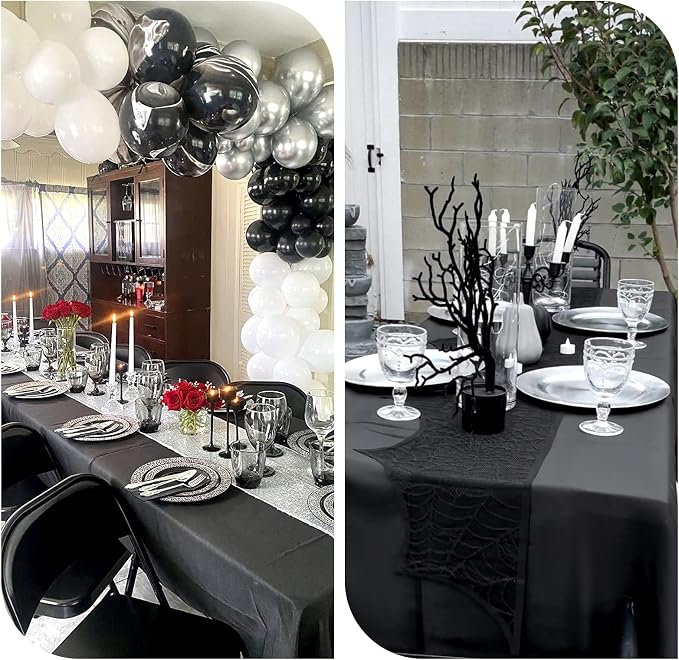 YMHPRIDE 6 Pack Black Rectangular Polyester Tablecloths, 60 x 126 inch, Stain & Wrinkle Resistant, Perfect for 8FT Tables, Wedding, Party, Banquet