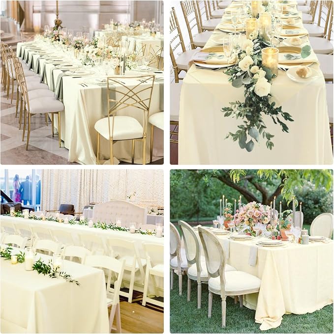 4 Pack Rectangle Tablecloth for 6 Foot Tables Washable Polyester Table Cover for Wedding Dining Table Parties Banquet（60x102 Beige）