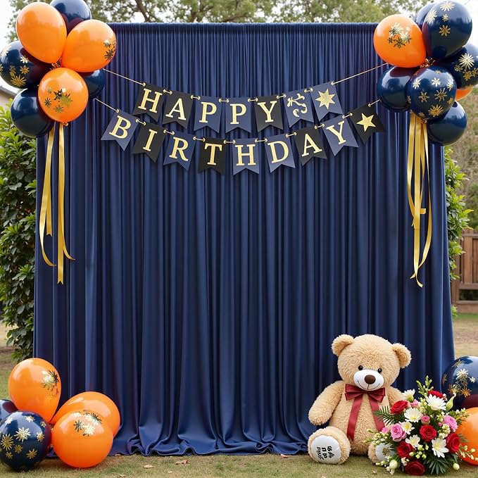 12ft x 10ft Navy Blue Backdrop Curtains for Parties, Wrinkle Free 2 Panels Photo Backdrop Drapes Back Drop Cloth for Wedding Birthday Photography Background Decor
