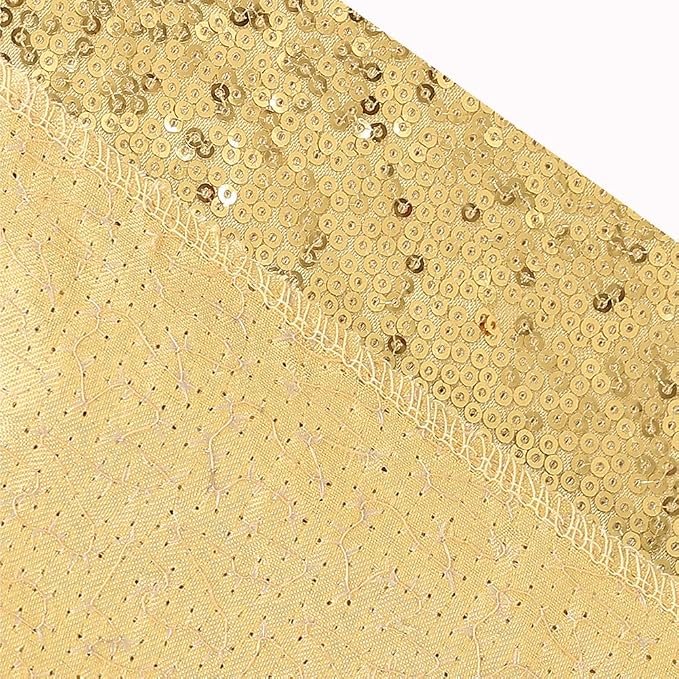 SquarePie 7x7ft Gold Sequin Backdrop for Photography, Satin-Backed Real Sequin Curtain, Enhanced Coverage Shimmering Background with 4" Rod Pocket for Wedding, Birthday, Party Decor, 1 Panel