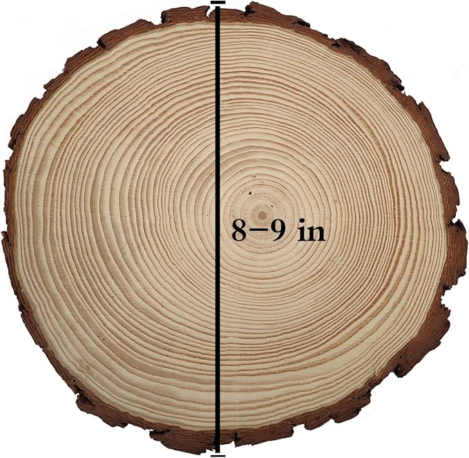 Large Round Rustic Wood Slices for centerpieces 8-9 inch 6 Pack (6 pcs 8-9inch)