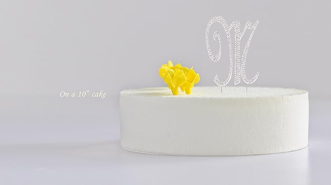 LOVENJOY Gift-Boxed 3" Rhinestone Letter M Cake Topper Silver