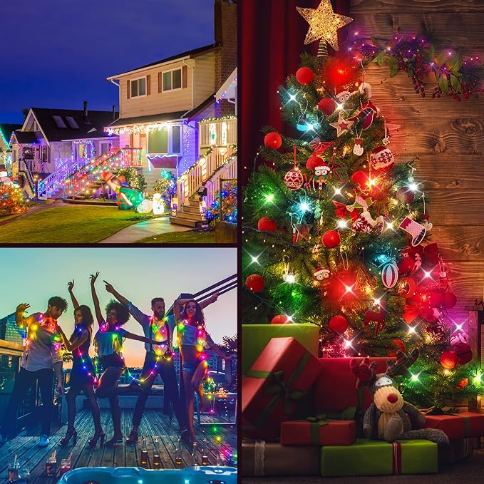 BTF-LIGHTING WS2812B IC RGB Pebble Pixel Light Seed String Roll Individual Addressable Chasing Color Smart Fairy String Light PVC Wire 32.8FT 100LED DC5V for Christmas Decor(No Adapter or Controller)