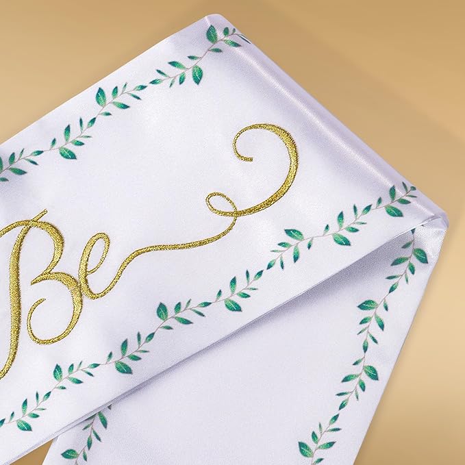 Luxury Bride to Be Sash Set – Embroidered Sash with Colored Trim, Embroidered Veil & Temporary Tattoos – Bridal Shower Hen Night Bachelorette Party Accessories