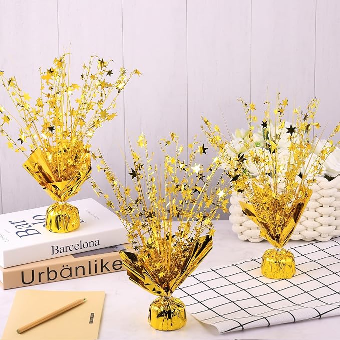6 Pack Metallic Foil Spray Centerpiece Star Table Decoration Burst Table Centerpieces for Birthday Weddings Anniversaries Christmas New Year Holiday Party Supplies Decor (Gold)