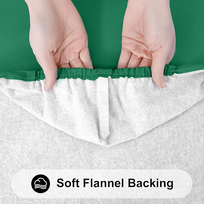 Smiry 3 Pack Rectangle Table Cloth, Elastic Fitted Flannel Backed Vinyl Tablecloths for 8ft Folding Tables, Waterproof Wipeable Table Covers for Outdoor, Camping and Picnic (Emerald Green, 30"x96")
