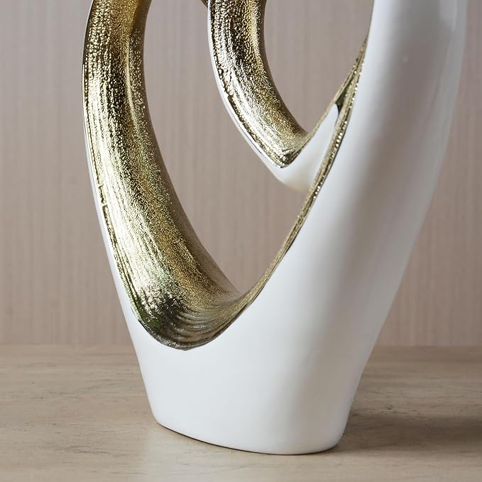HAUCOZE Heart Statue Figurine Modern Art Sculpture Romantic Home Decor Ceramic Ornament Gift for Living Dining Room Bedroom 12 Inch