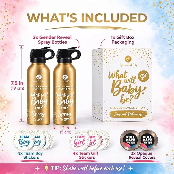 Gender Reveal Smoke Bombs Set – 2 Pack Gender Reveal Fire Extinguisher Spray (Blue, 150g Each) – Non-Toxic Cornstarch Cloud for Baby Boy Reveal Party Ideas, Pregnancy Announcement – Stickers Included