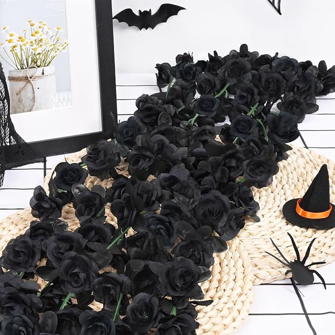 BLEUM CADE 12Pcs 98.4Ft Flower Garland Artificial Rose Vines for Bedroom, Cute Fake Hanging Flower Vines Floral Garland Decorations for Halloween Wedding Party Wall Room Decor Aesthetic