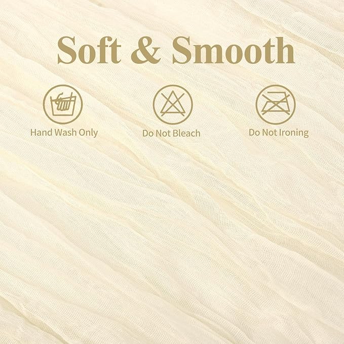 8 Pack 10Ft Cheesecloth Table Runner Ivory, 20 x 120 Inch Rustic Gauze Boho Cheese Cloth Wedding Long Table Runner for Wedding Party Bridal Shower Decoration