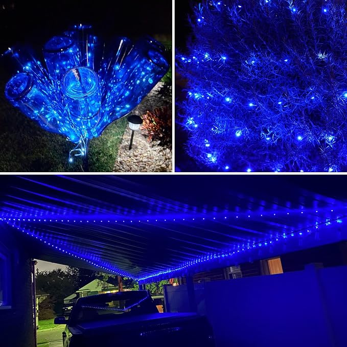 QITONG Blue Fairy Lights Battery Operated, 6 Pack Each 16ft 50 LED Outdoor String Lights, Silver Wire Mini Twinkle Light Indoor