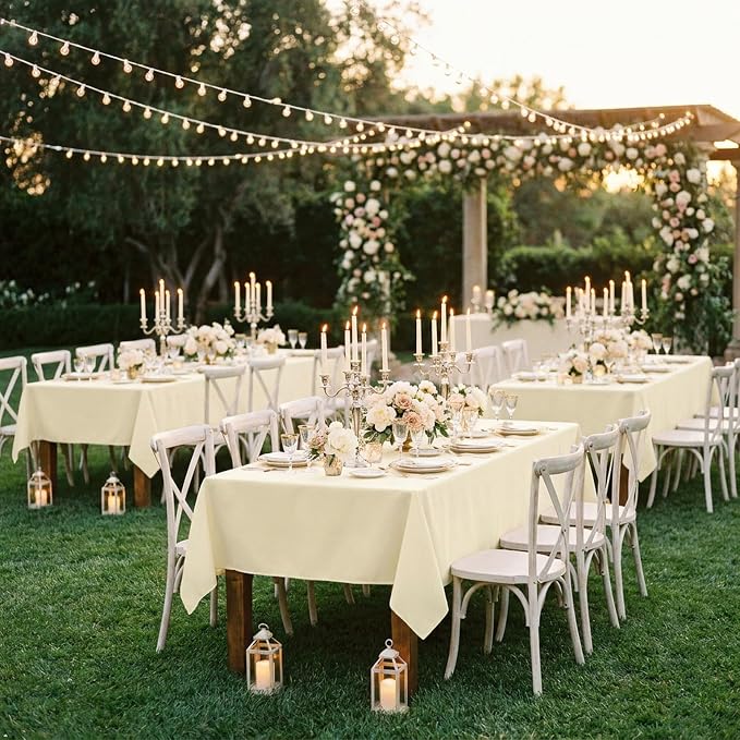 sancua Rectangle Tablecloth - 60 x 120 Inch - Stain and Wrinkle Resistant Washable Polyester Table Cloth, Decorative Fabric Table Cover for Dining Tables, Buffet Parties and Camping, Beige