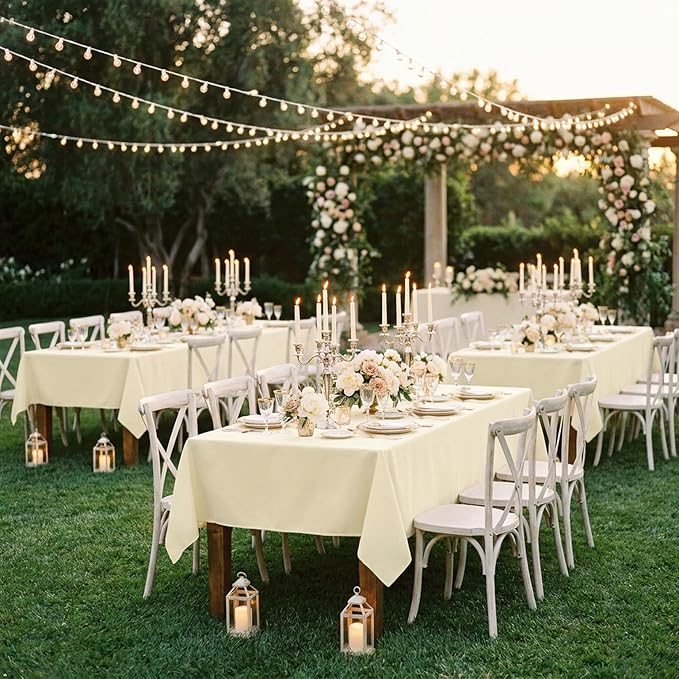 sancua Rectangle Tablecloth - 60 x 84 Inch - Stain and Wrinkle Resistant Washable Polyester Table Cloth, Decorative Fabric Table Cover for Dining Tables, Buffet Parties and Camping, Beige