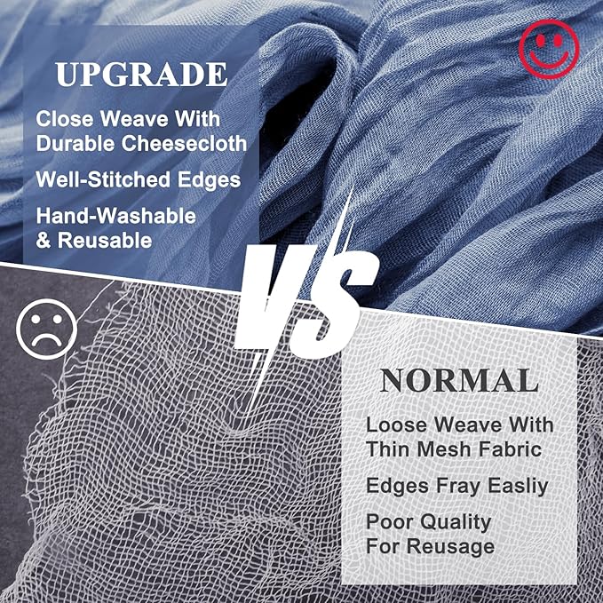 Wokceer Cheesecloth Table Runner Blue 10FT Boho Gauze Cheese Cloth Table Runner for Party Long Rustic Sheer Table Runners for Baby Bridal Shower Wedding Easter Table Decor