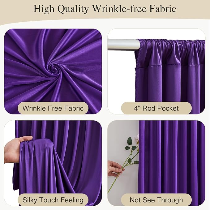 Purple Backdrop Curtains with Lights for Parties,20x10FT Wrinkle Free Wedding Photo Backdrop Curatin Drapes Fabric for Baby Shower Birthday Ceremony Reception Home Party Decorations