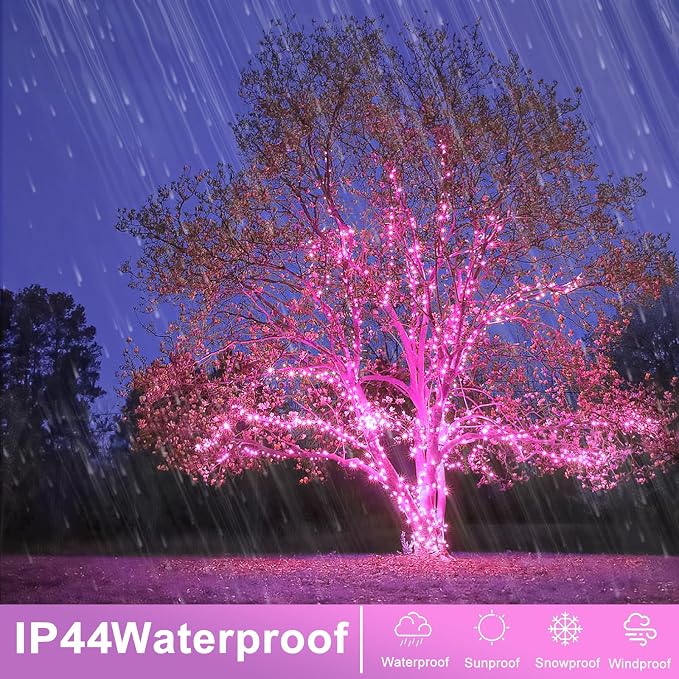 800 LED Pink Christmas Lights Outdoor, 262 FT String Lights Indoor with 8 Modes Clear Wire Waterproof, Plug in Fairy Lights for Bedroom Valentines Day Wedding Holiday Party Tree Decorations