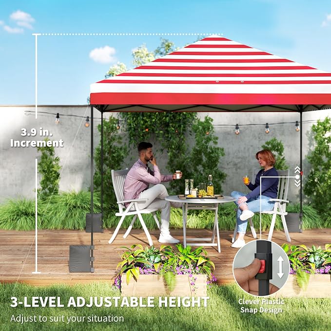 Outsunny 10 x 10 ft Pop Up Canopy Tent with One Push Setup, Easy Setup Outdoor Portable Instant Canopy Shelter with Wheeled Carry Bag, Sandbags, Adjustable Height for Parties, Events, American Flag