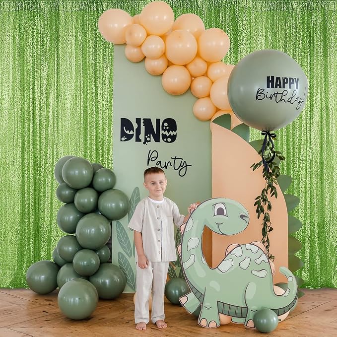 Sugargirl Apple Green Sequin Backdrop Curtain 4FTx8FT Glitter Apple Green Background Drapes Sparkle Photography Backdrop for Party Wedding Birthday Wall Decoration(2 Panels)