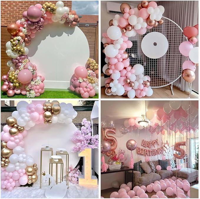 Pastel Pink Balloons, 113Pcs Baby Light Pink Balloons Different Sizes, 18/12/10/5 Inch Macaron Pastel Pink Balloon Garland Pink Latex Balloons for Birthday Baby Shower Gender Reveal Party Decorations