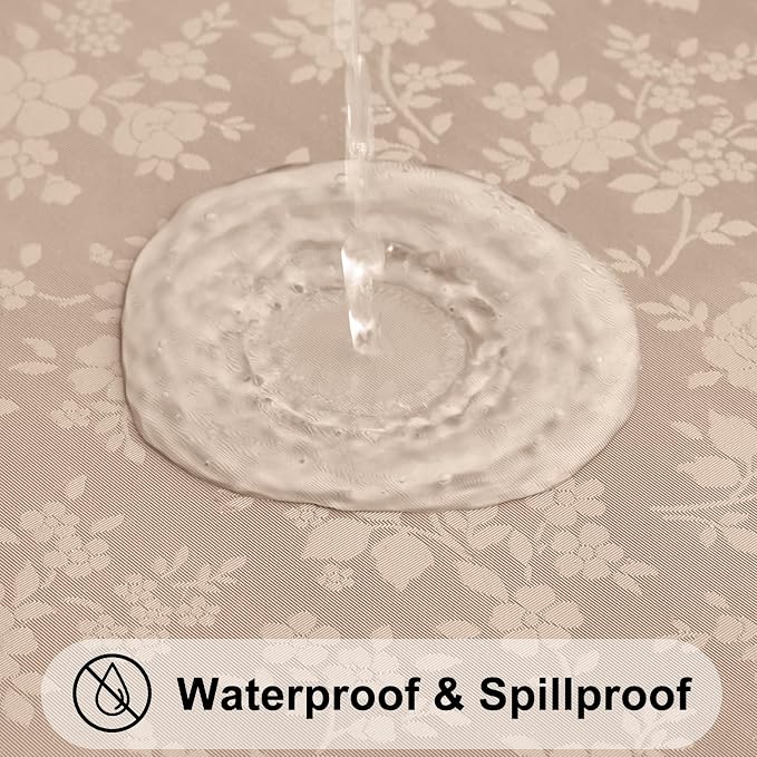Smiry Rectangle Table Cloth, Waterproof Heavy Duty Vinyl Tablecloths, Wipeable Washable Table Cover for Kitchen and Dining Room (Khaki, 60" X 120")