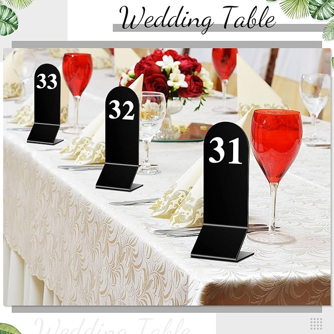 Remerry 50 Pcs Table Numbers 1-50 Acrylic Double Sided Number Cards for Restaurant Acrylic Tent Table Holders Tent Cards Wedding 2.36 x 6.3 Inch(Black)