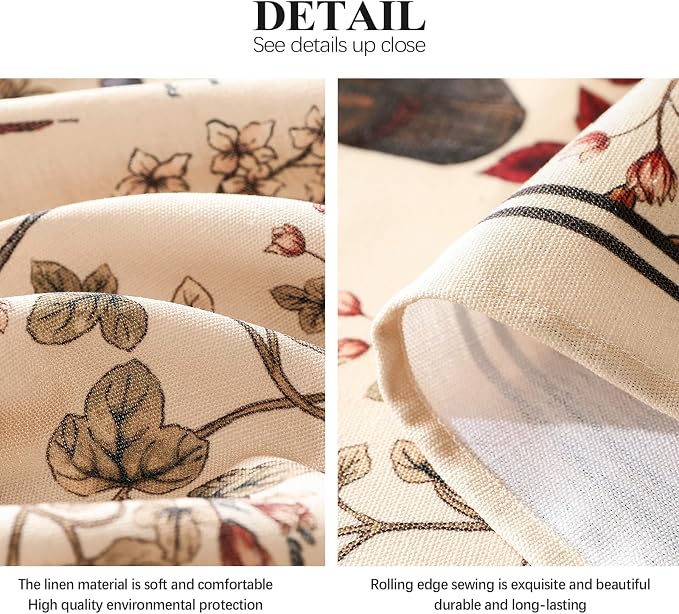ISAENNE Designer French Linen Rectangular Tablecloth,102"x63"-Xipeia | Vintage Elegant Printed Table Cloth for Rectangle Table,Floral Pattern,Heavyweight,Dining Room,Kitchen,Thanksgiving,Decor