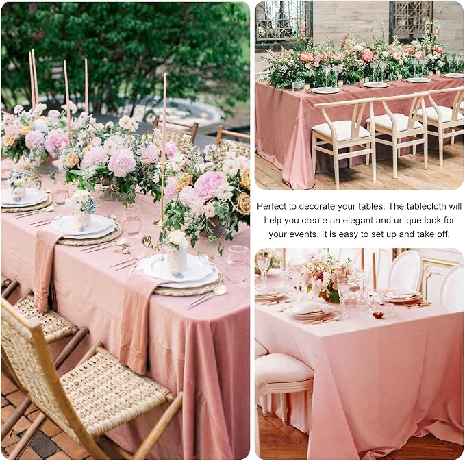 4 Pack Rectangle Tablecloth for 6 Foot Tables Washable Polyester Table Cover for Wedding Dining Table Parties Banquet（70x120 Dusty Rose）