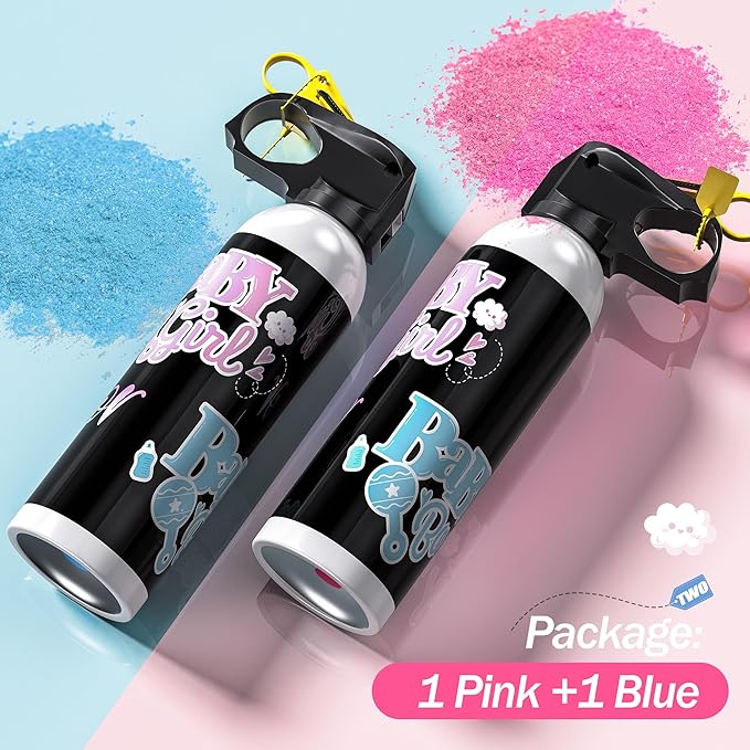 POPUPARTY Gender Reveal Fire Extinguisher Color Blasters, 1 Pink Blaster, 1 Blue Blaster