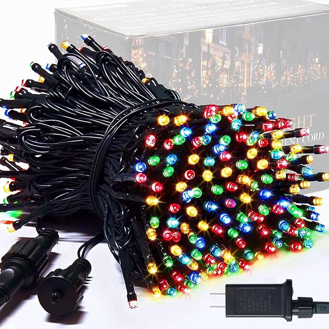 JMEXSUSS 8 Modes Christmas Tree Lights Multicolor, 250 LED Christmas Lights Indoor, 91.5ft Green Wire Waterproof Christmas Light Outdoor for Tree Party Garden Patio Christmas Decoration